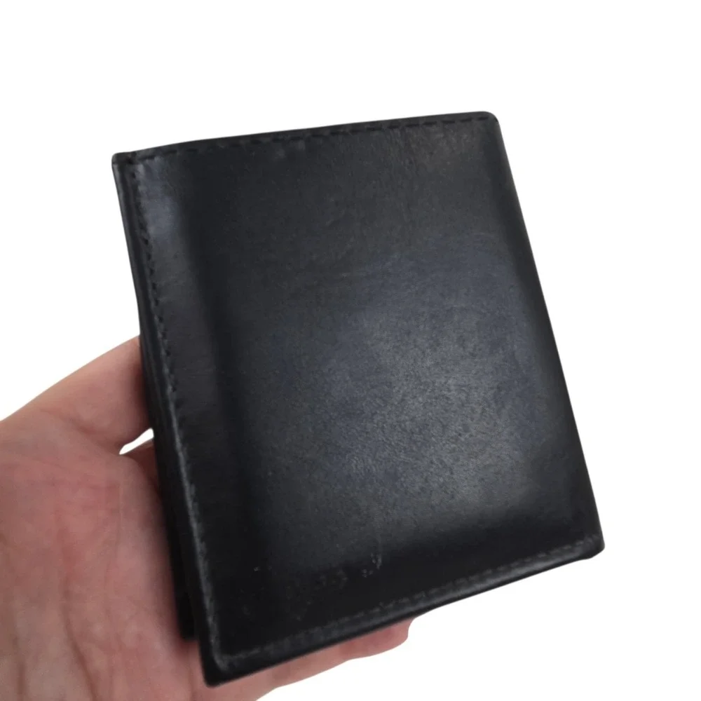 Boston Leather 6004 Recessed Badge Holder, ID Case and Wallet w CC Slots, Black